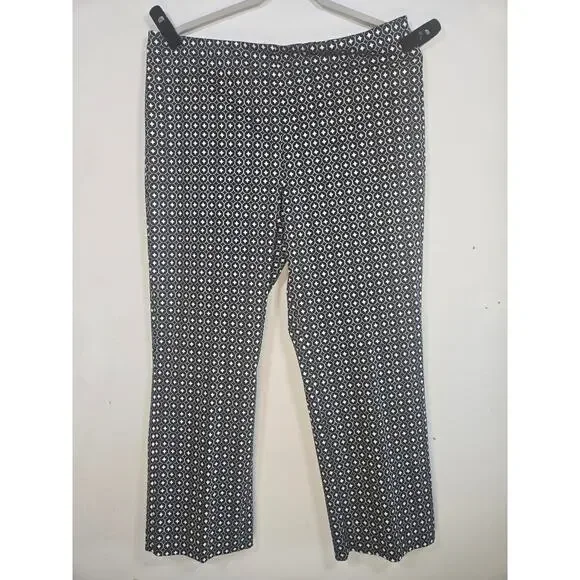 Sigrid Olsen Womens Black And White Diamond Design Cropped Pants. Size 14 - Picture 1 of 9